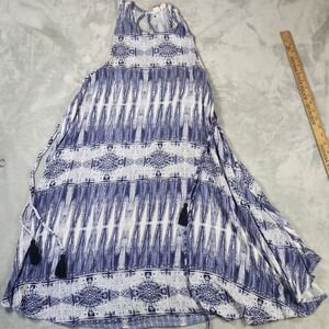 Roxy Tomorrow's Beach Swing Dress Cover Up Navy & Ivory Size M Lace Up Sides